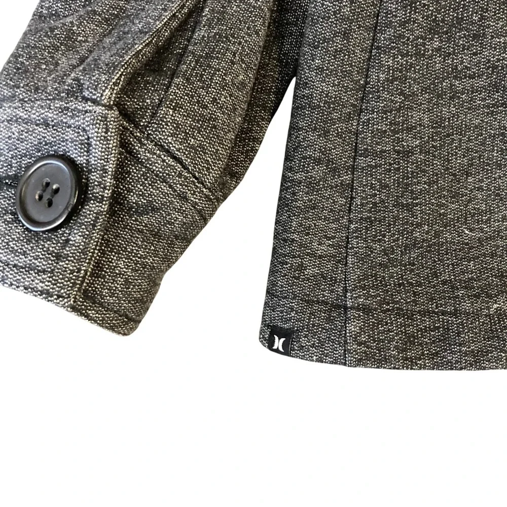 Hurley Mens Double Breasted Pea Coat Heather Grey Knit Jacket Large